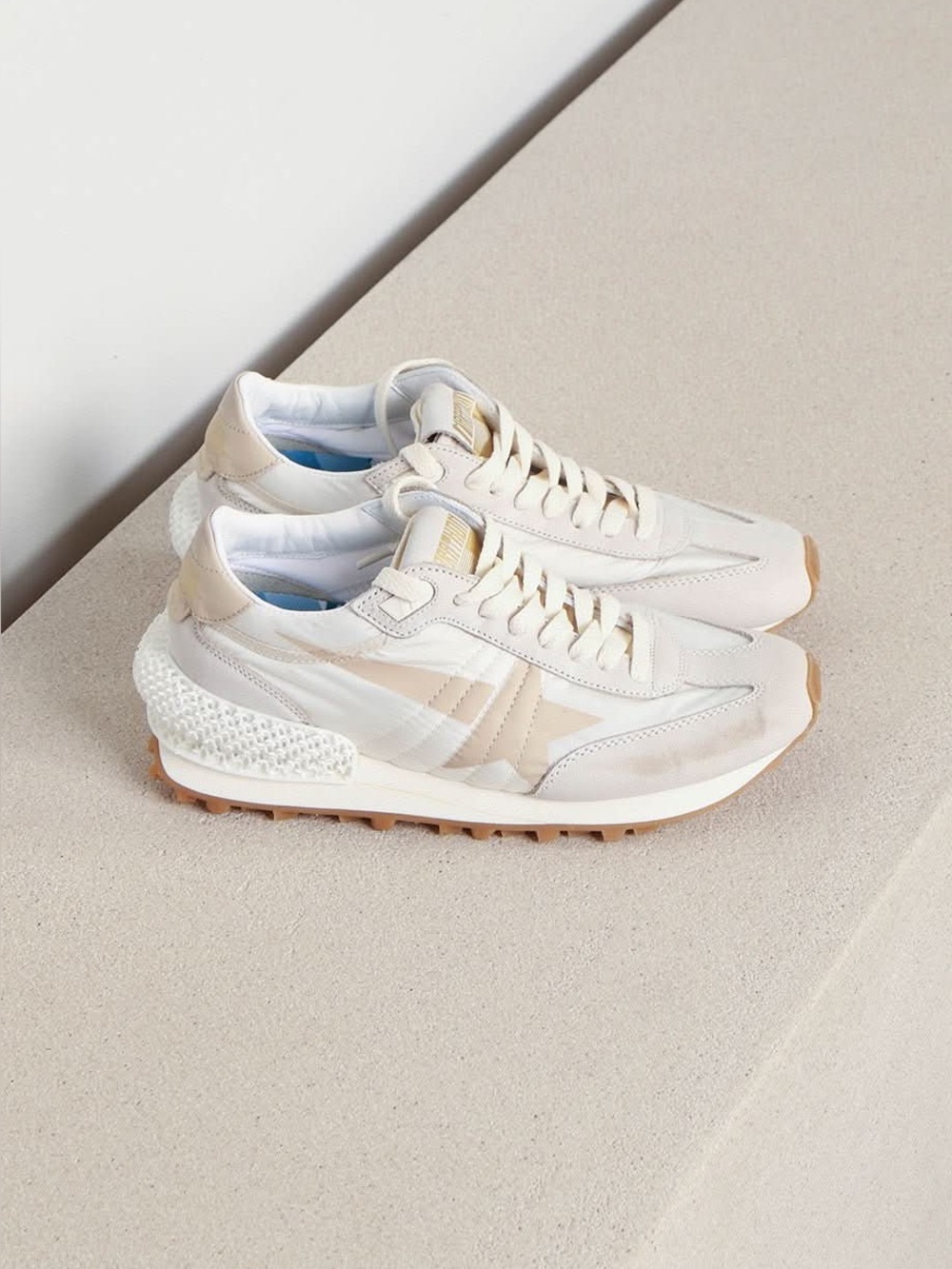 Golden Goose Women’s Marathon Sneaker in White Beige Nylon/Gray sz 38 New in Box